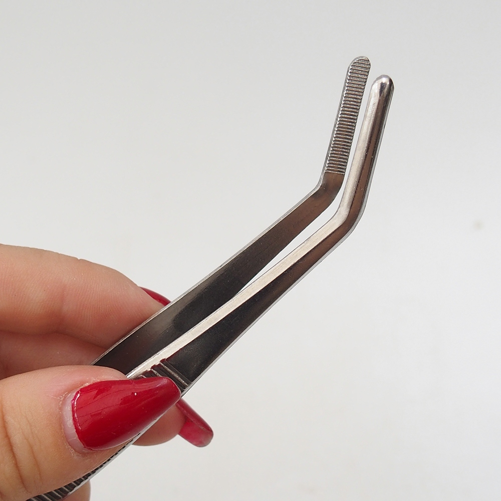 Espátula y pinzas curvas 22 cm - acero inoxidable