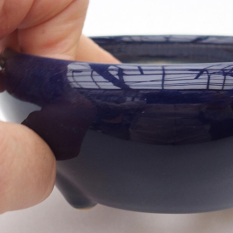 Cuenco bonsái de cerámica 10,5 x 10,5 x 4,5 cm, color azul