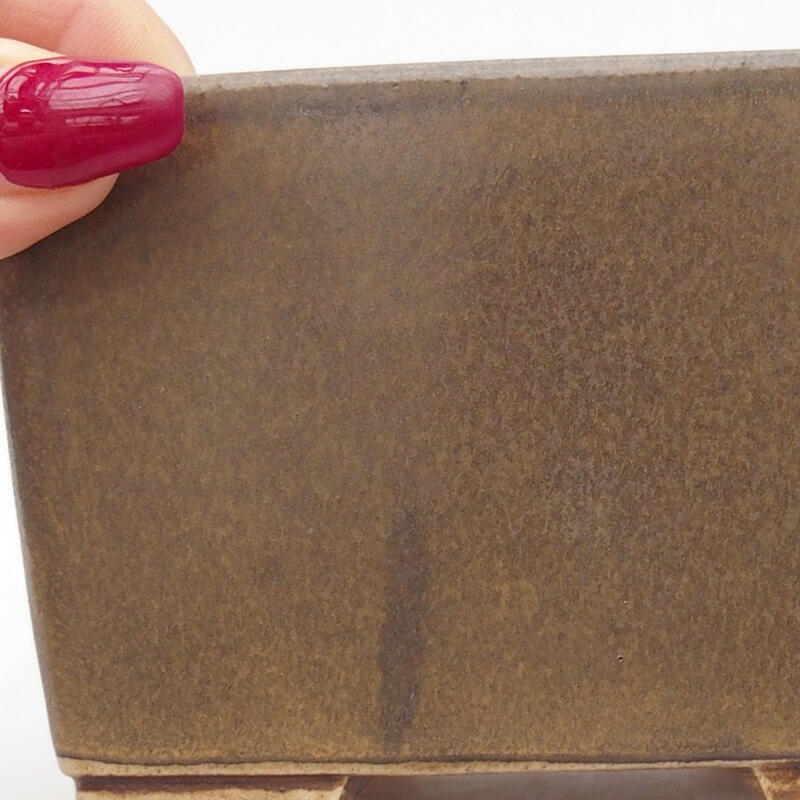 Cuenco bonsái de cerámica 10,5 x 10,5 x 6,5 cm, marrón