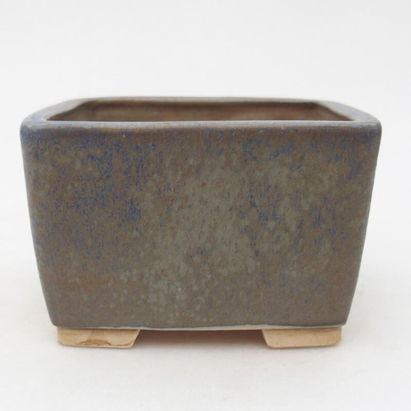 Cuenco bonsái de cerámica 10,5 x 10,5 x 6,5 cm, color azul