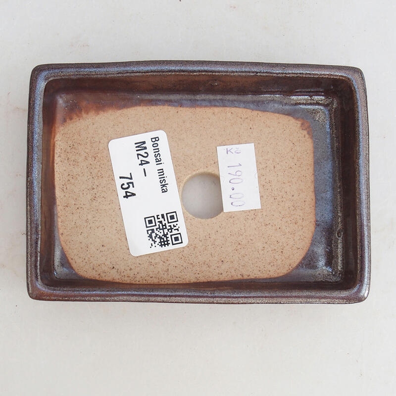 Cuenco bonsái de cerámica 10,5 x 7,5 x 2 cm, marrón