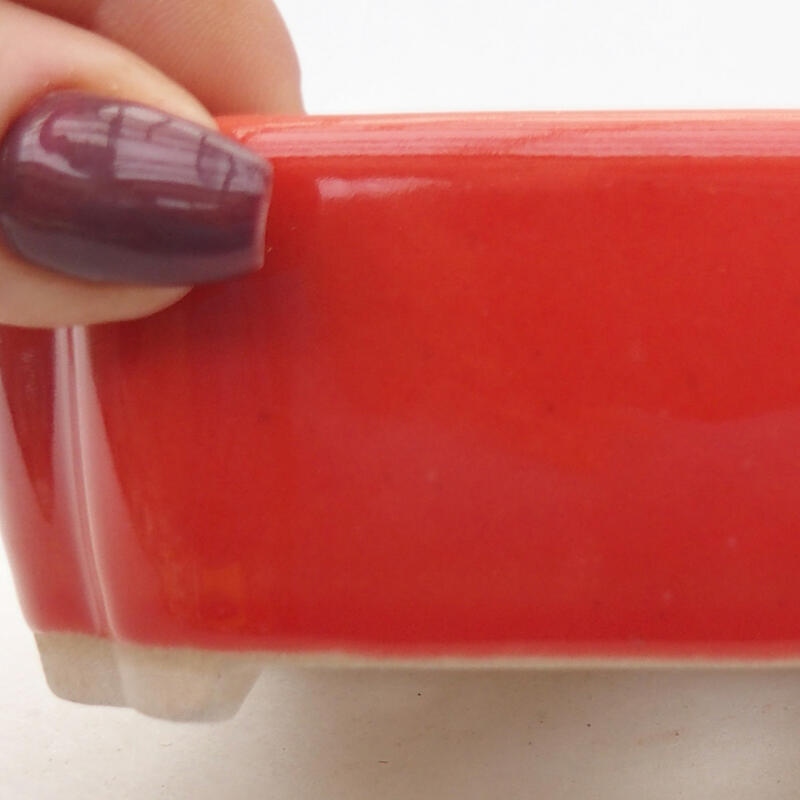 Cuenco bonsái de cerámica 10 x 5,5 x 4 cm, color rojo