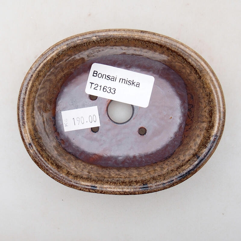 Cuenco bonsái de cerámica 10 x 8,5 x 4 cm, marrón