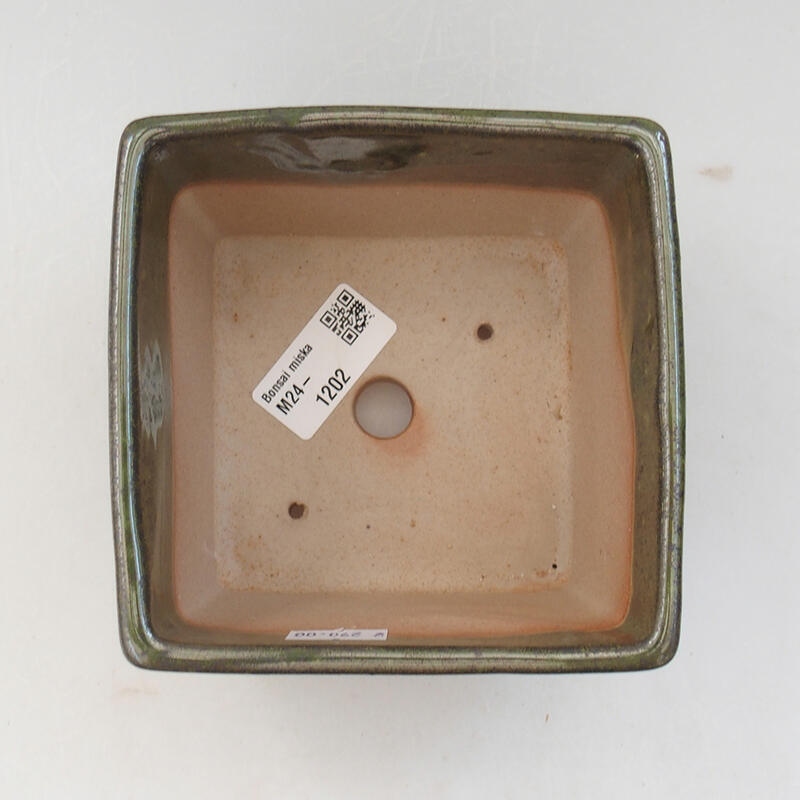 Cuenco bonsái de cerámica 11,5 x 11,5 x 9 cm, verde