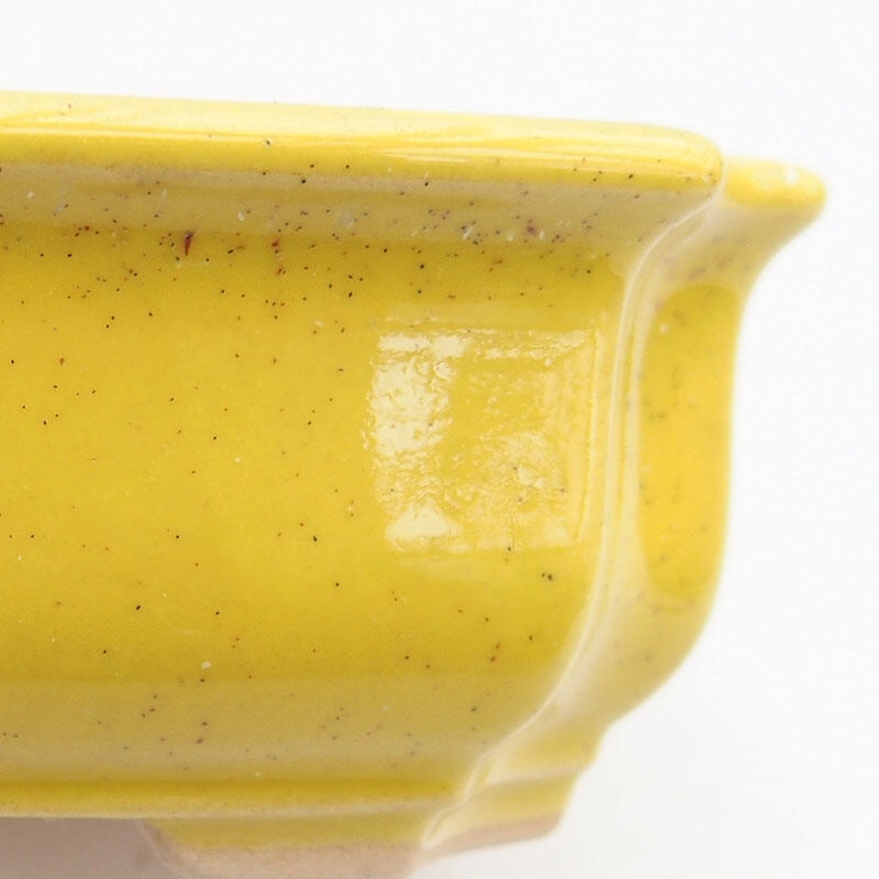 Cuenco bonsái de cerámica 11,5 x 8,5 x 4 cm, amarillo