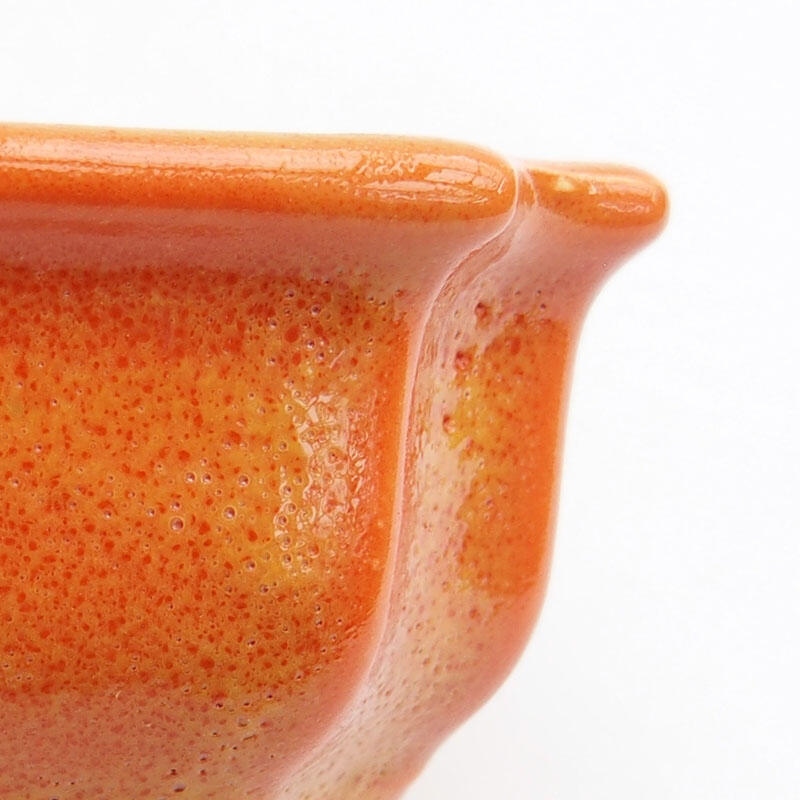 Cuenco bonsái de cerámica 11,5 x 8,5 x 4 cm, amarillo-naranja