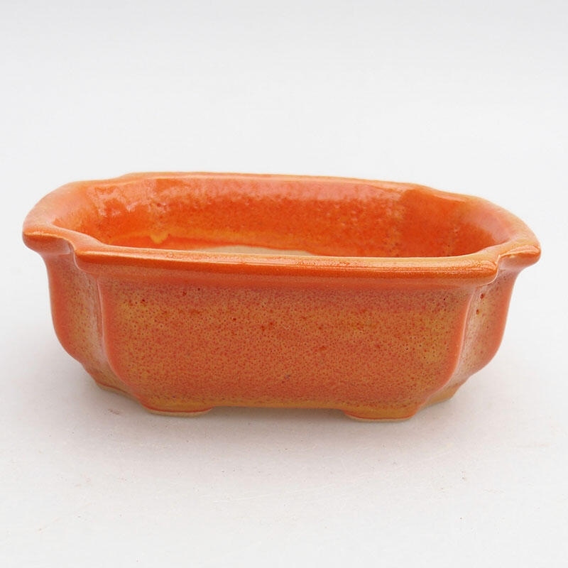 Cuenco bonsái de cerámica 11,5 x 8,5 x 4 cm, amarillo-naranja