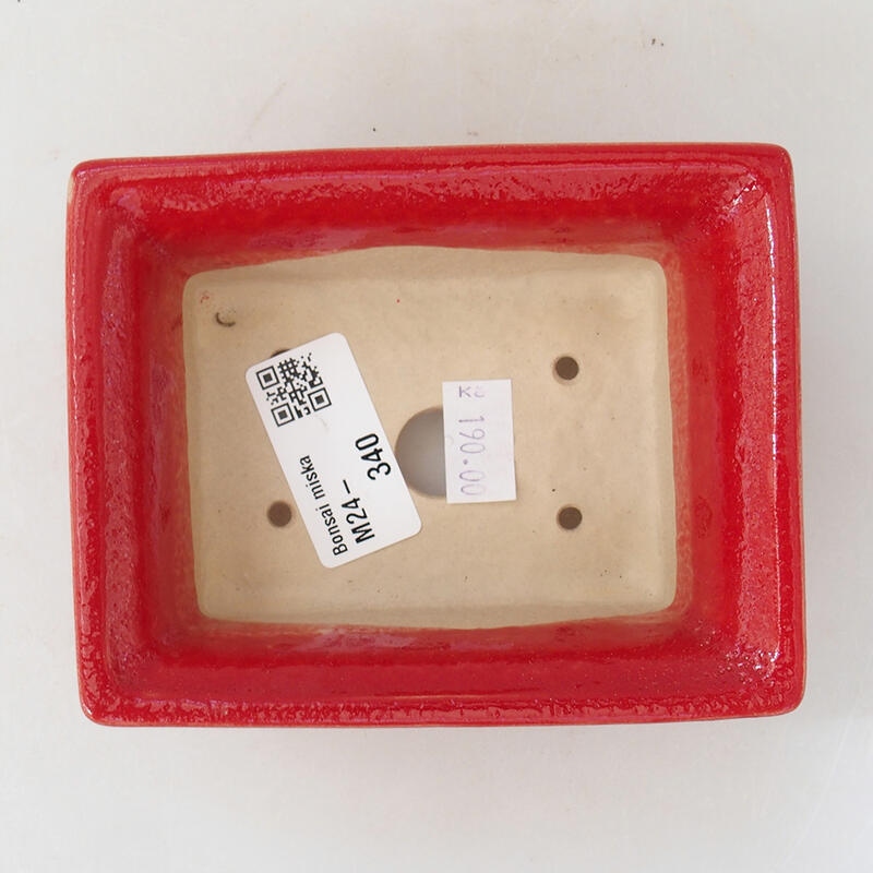 Cuenco bonsái de cerámica 11,5 x 9 x 4,5 cm, color rojo