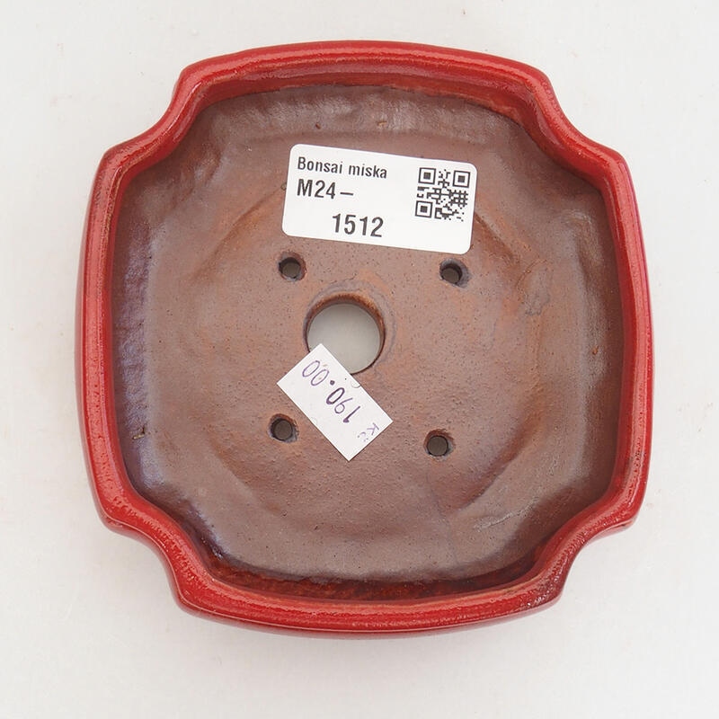 Cuenco bonsái de cerámica 11 x 11 x 4 cm, color rojo