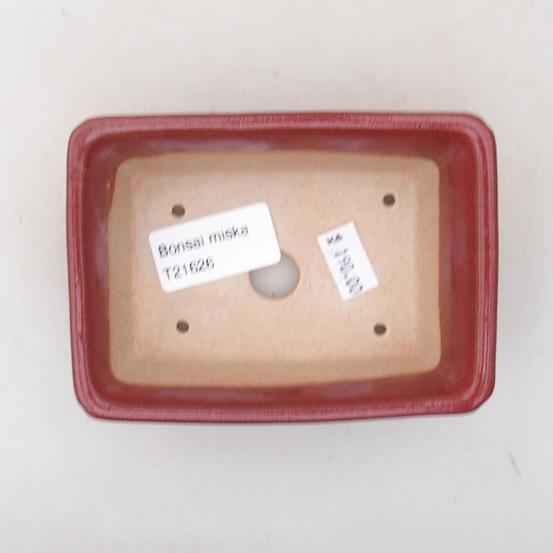 Cuenco bonsái de cerámica 11 x 7,5 x 4 cm, color burdeos