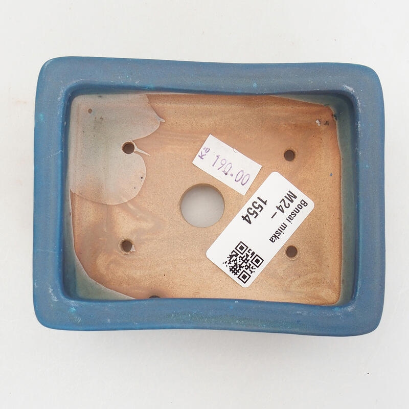 Cuenco bonsái de cerámica 11 x 8,5 x 3,5 cm, color azul