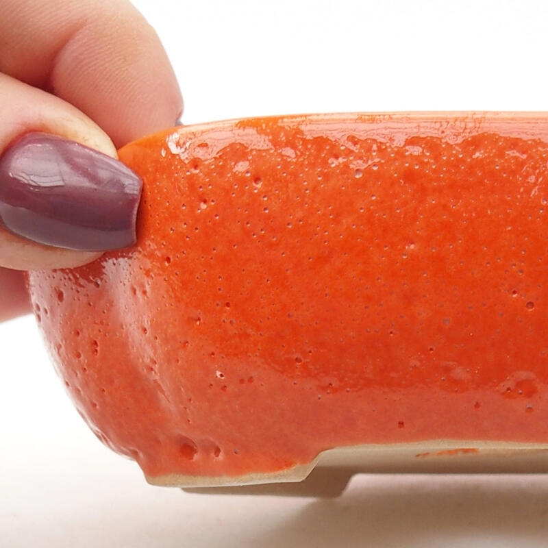 Cuenco bonsái de cerámica 11 x 8,5 x 3,5 cm, naranja