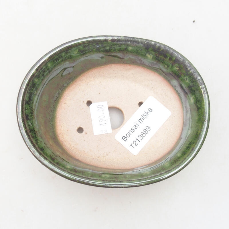 Cuenco bonsái de cerámica 11 x 9 x 4 cm, verde metálico