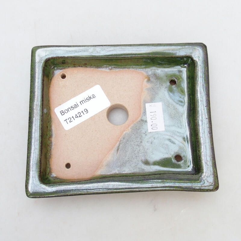 Cuenco bonsái de cerámica 12,5 x 10,5 x 2,5 cm, verde