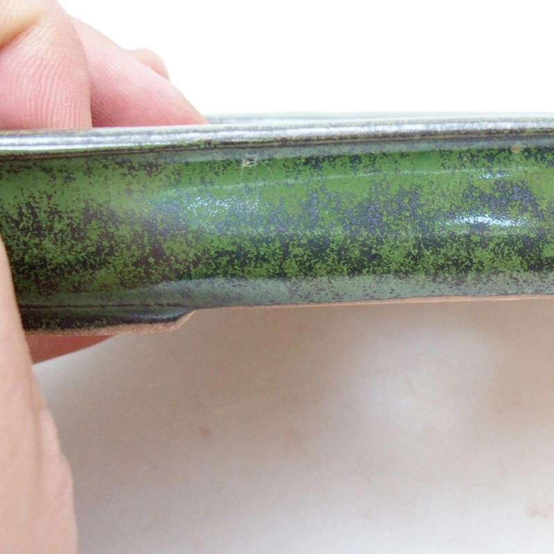 Cuenco bonsái de cerámica 12,5 x 10,5 x 2,5 cm, verde