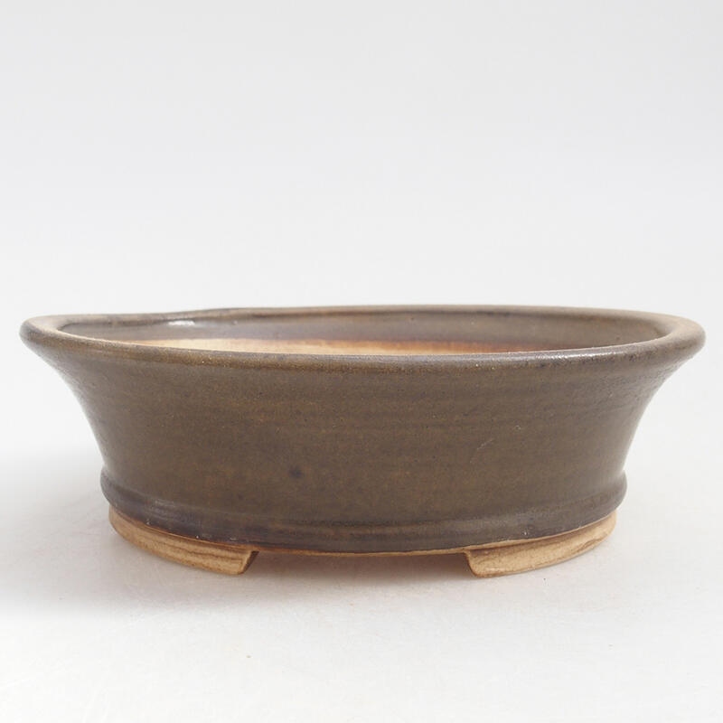 Cuenco bonsái de cerámica 12,5 x 11,5 x 4 cm, marrón