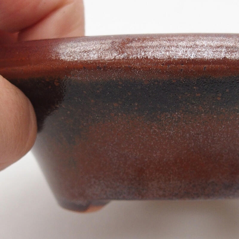 Cuenco bonsái de cerámica 12,5 x 12,5 x 3,5 cm, color marrón-negro