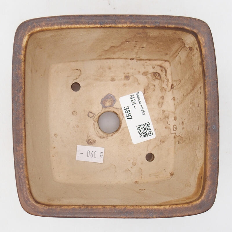 Cuenco bonsái de cerámica 12,5 x 12,5 x 8 cm, marrón