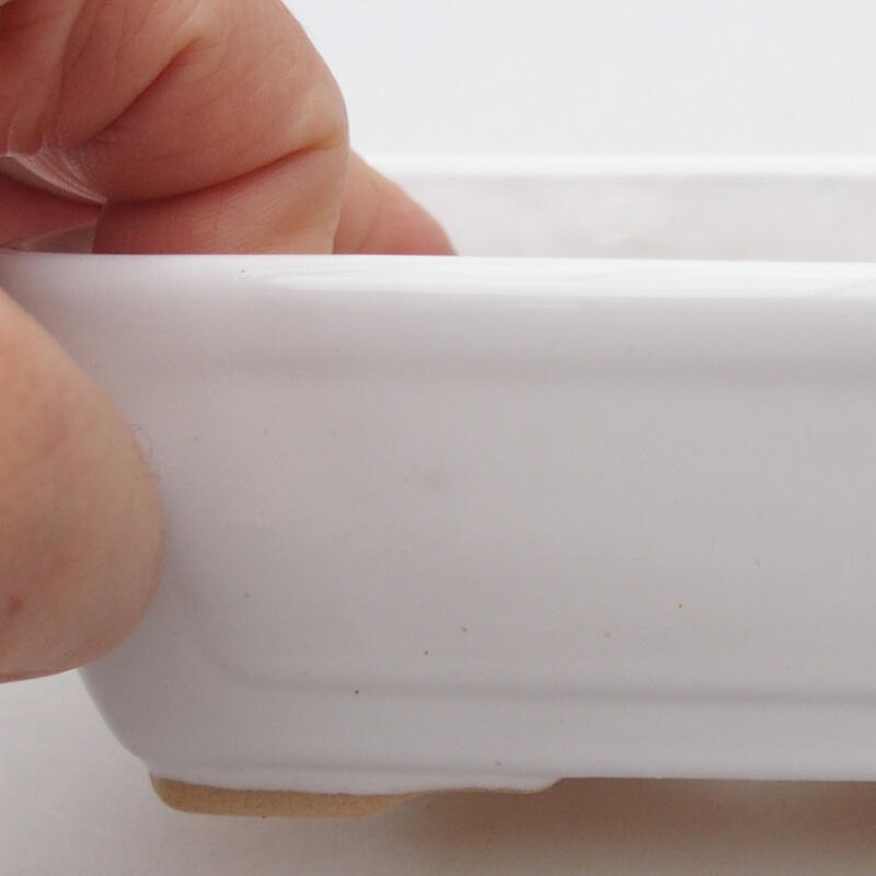 Cuenco bonsái de cerámica 12,5 x 9,5 x 4,5 cm, color blanco