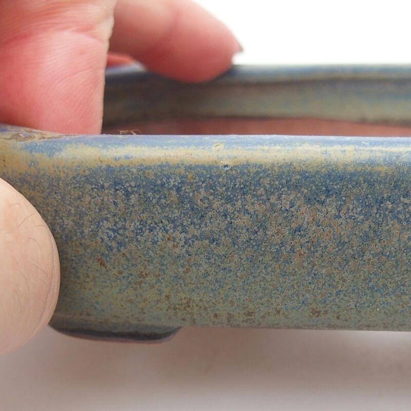 Cuenco bonsái de cerámica 12,5 x 9 x 2,5 cm, color azul