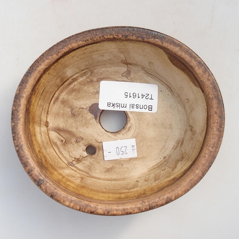 Cuenco bonsái de cerámica 12 x 10,5 x 3,5 cm, marrón-rosa