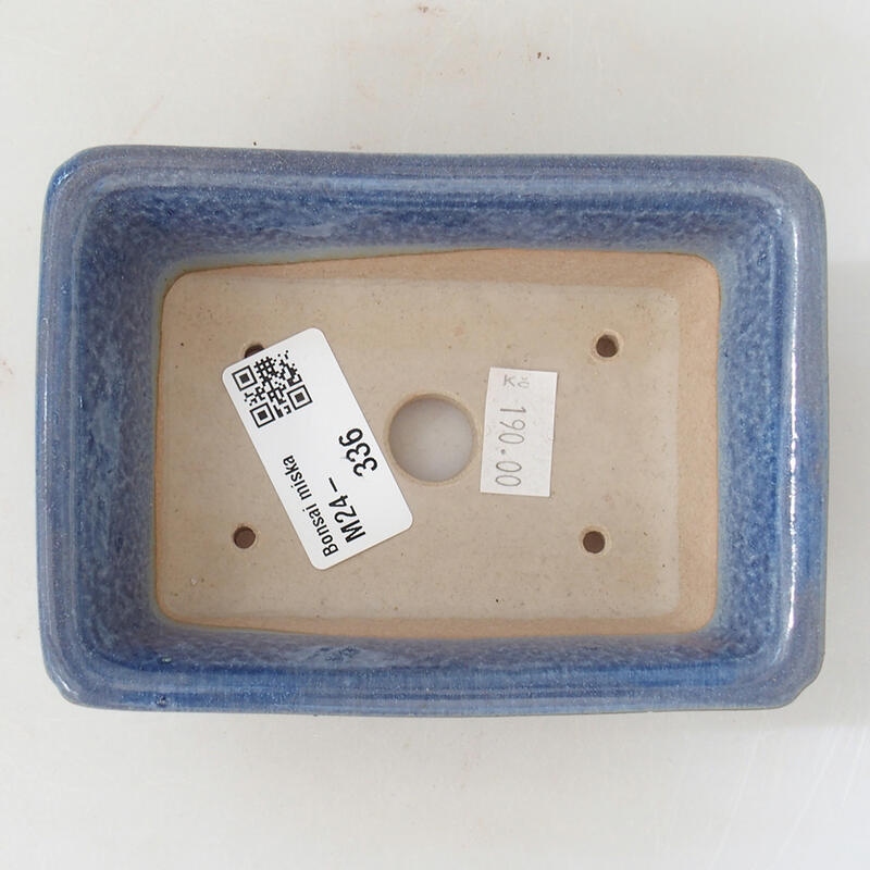 Cuenco bonsái de cerámica 12 x 8,5 x 4,5 cm, color azul