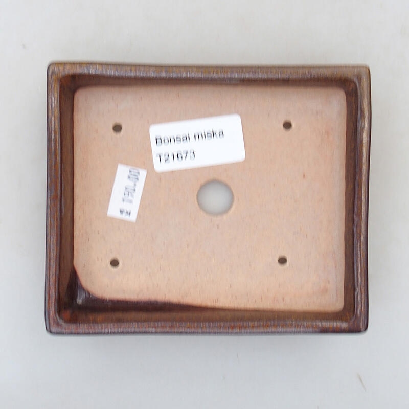 Cuenco bonsái de cerámica 12 x 9,5 x 2,5 cm, marrón