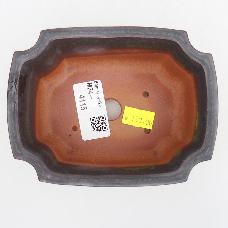 Cuenco bonsái de cerámica 12 x 9 x 5,5 cm, color metálico