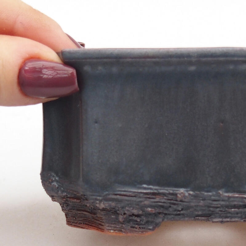 Cuenco bonsái de cerámica 12 x 9 x 5,5 cm, color metálico