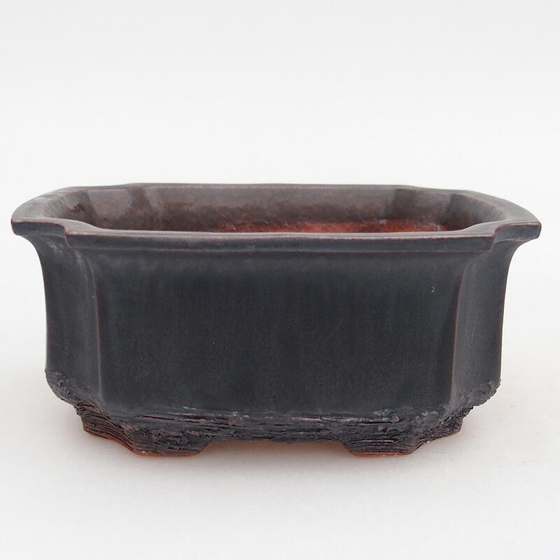 Cuenco bonsái de cerámica 12 x 9 x 5,5 cm, color metálico