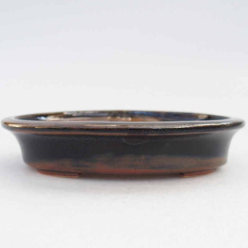 Cuenco bonsái de cerámica 13,5 x 10,5 x 3 cm, negro-marrón