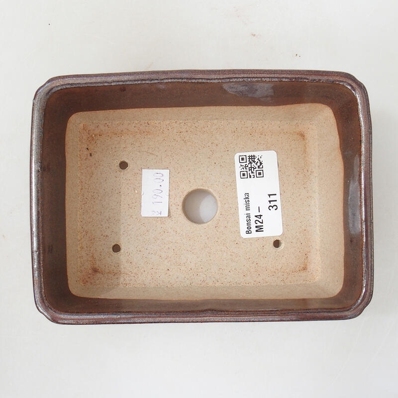 Cuenco bonsái de cerámica 13,5 x 10,5 x 5 cm, marrón