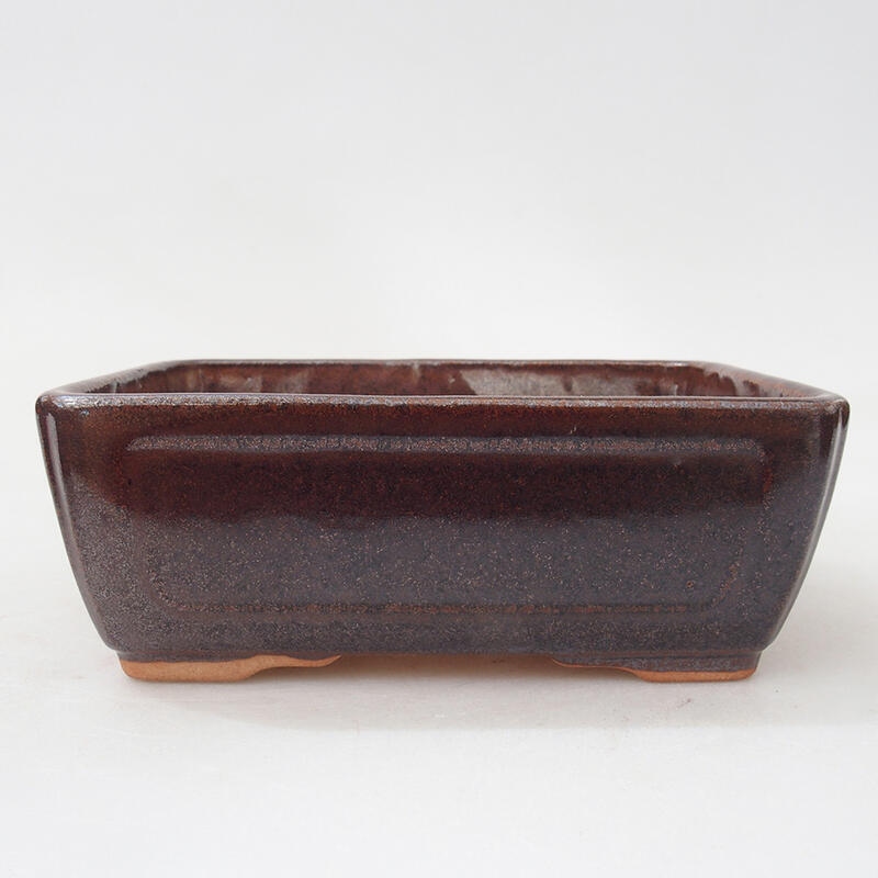 Cuenco bonsái de cerámica 13,5 x 10,5 x 5 cm, marrón