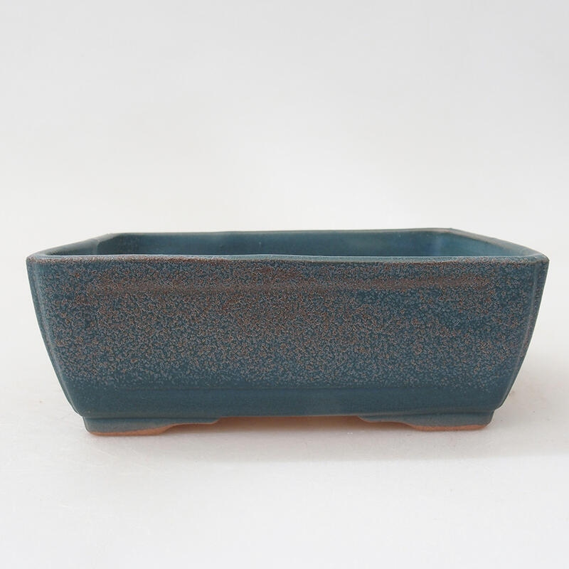 Cuenco bonsái de cerámica 13,5 x 10,5 x 5 cm, color azul