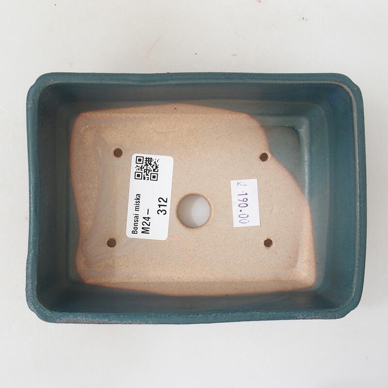 Cuenco bonsái de cerámica 13,5 x 10,5 x 5 cm, color azul