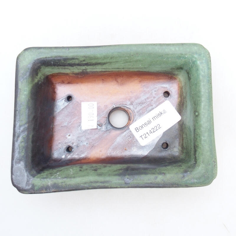 Cuenco bonsái de cerámica 13,5 x 10 x 4 cm, gris-verde