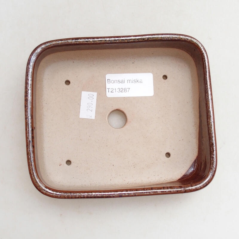 Cuenco bonsái de cerámica 13,5 x 11,5 x 5 cm, marrón