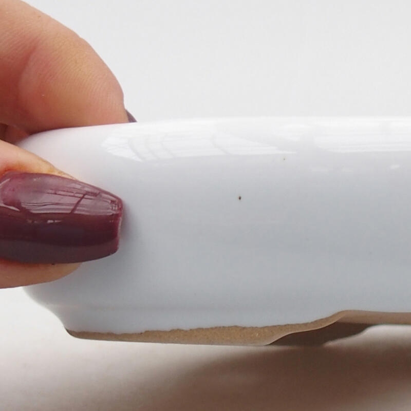 Cuenco bonsái de cerámica 13 x 9,5 x 3 cm, blanco