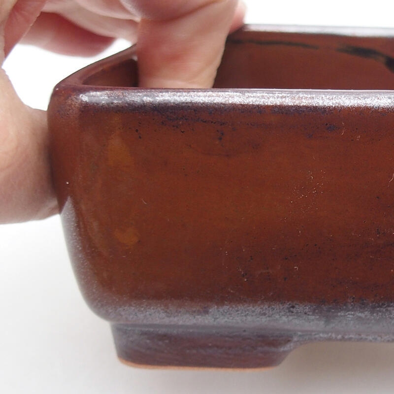 Cuenco bonsái de cerámica 14,5 x 11 x 5 cm, color marrón