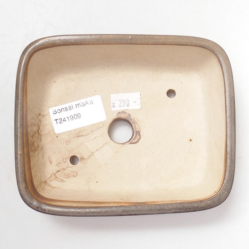 Cuenco bonsái de cerámica 14,5 x 12 x 4 cm, color marrón