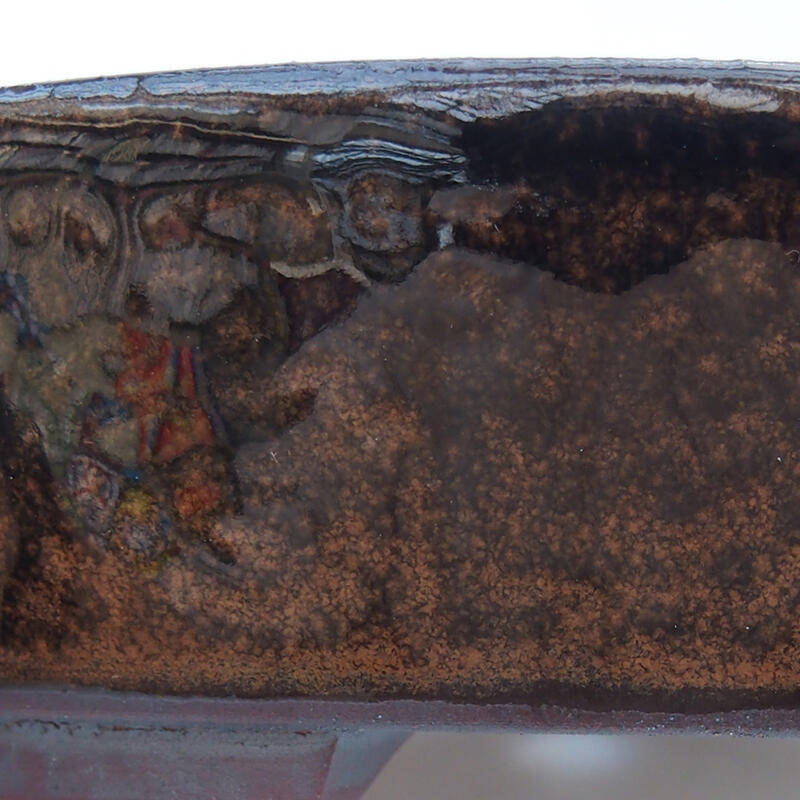 Cuenco bonsái de cerámica 14,5 x 13,5 x 4 cm, negro-marrón