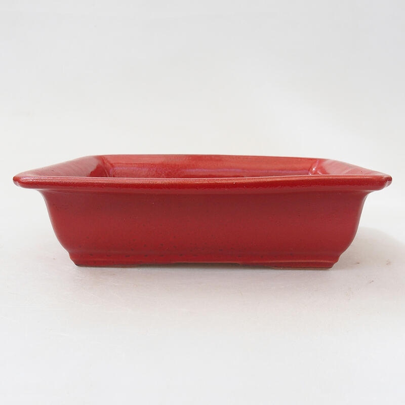 Cuenco bonsái de cerámica 14 x 10,5 x 4 cm, color rojo