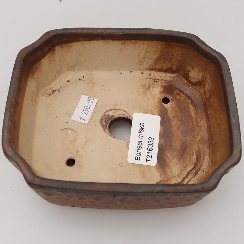 Cuenco bonsái de cerámica 14 x 11,5 x 4,5 cm, marrón