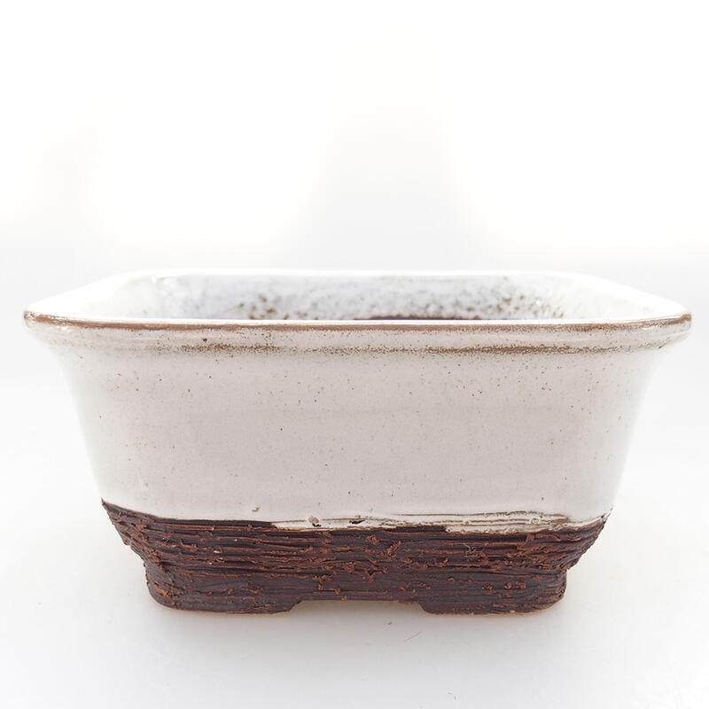 Cuenco bonsái de cerámica 14 x 12,5 x 7 cm, color blanco