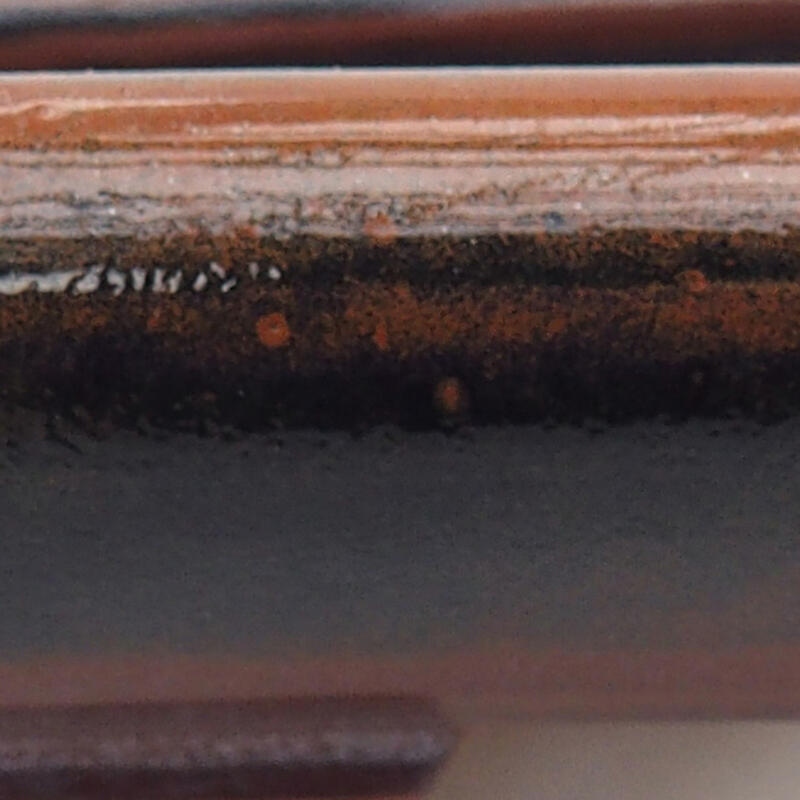 Cuenco bonsái de cerámica 15,5 x 12,5 x 3 cm, color marrón-negro