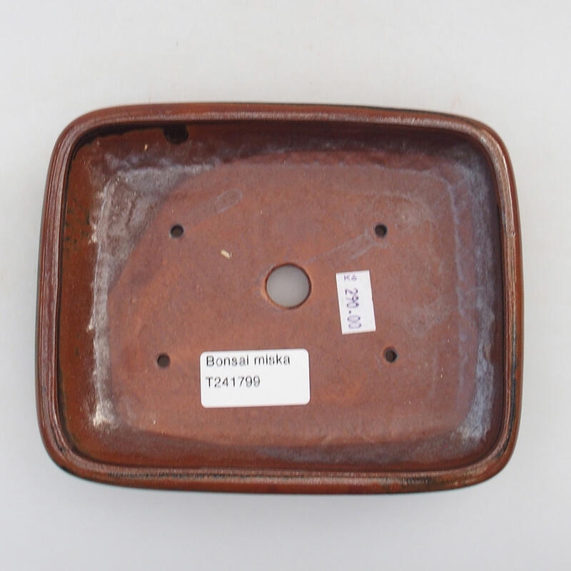 Cuenco bonsái de cerámica 15,5 x 12,5 x 3 cm, color marrón-negro