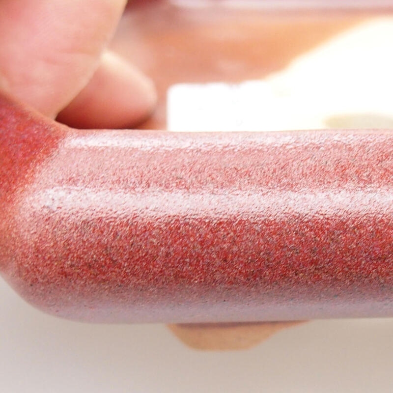 Cuenco bonsái de cerámica 15,5 x 14 x 3,5 cm, color rojo