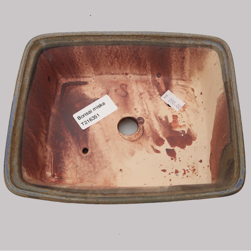 Cuenco bonsái de cerámica 17,5 x 14 x 5,5 cm, color azul