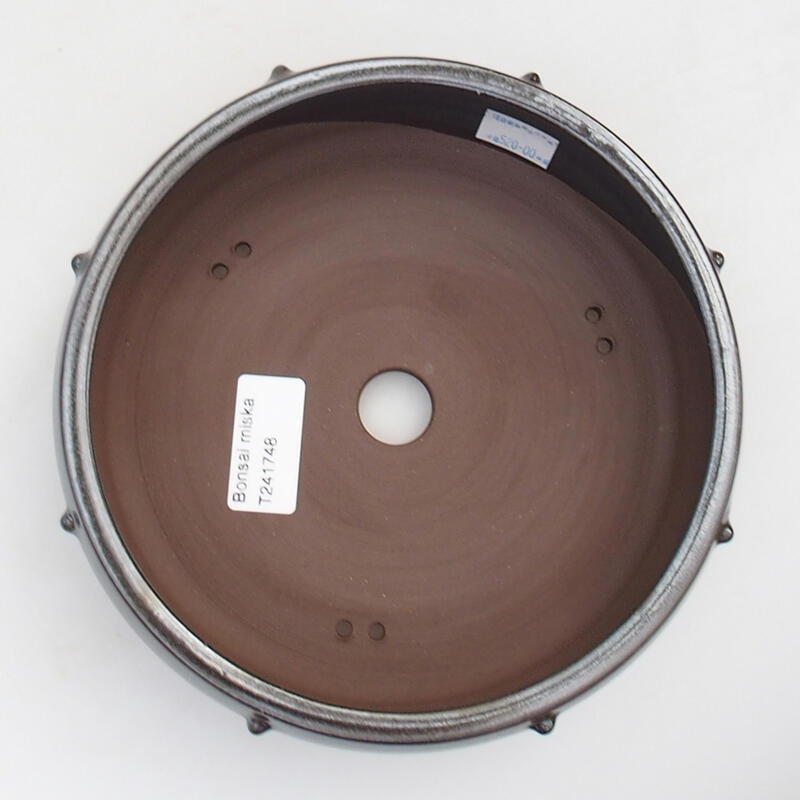 Cuenco bonsái de cerámica 17,5 x 17,5 x 6 cm, color metálico