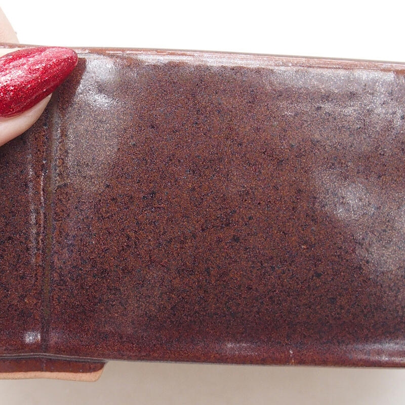 Cuenco bonsái de cerámica 20,5 x 17,5 x 7 cm, marrón